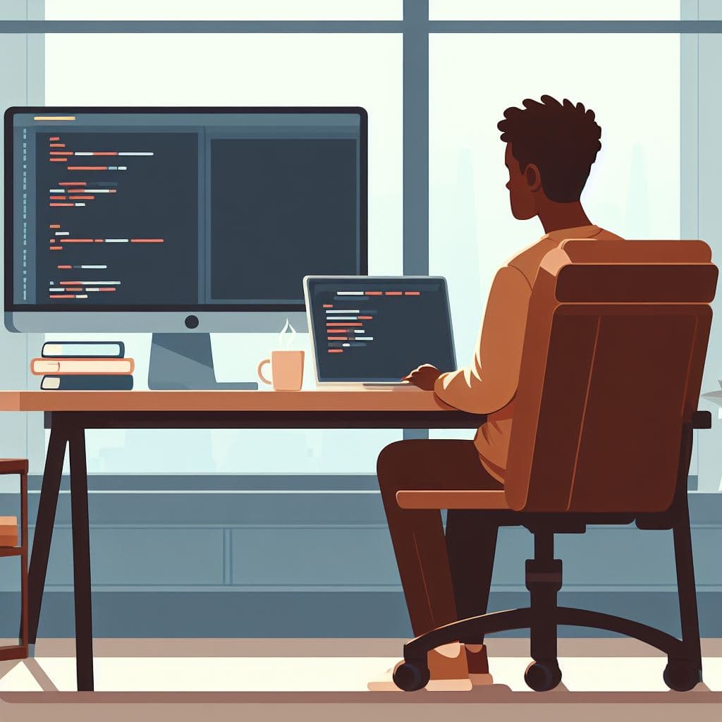 Brown skinned coder illustration